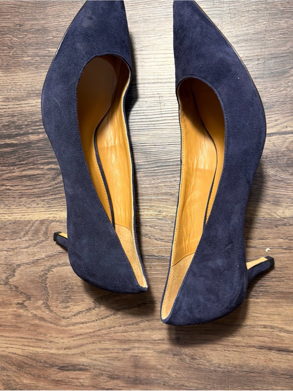 J McLaughlin Delia Women's Pointed Toe Pumps Kitten Heel Navy Blue Suede Size 8 - Picture 4 of 11